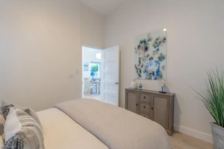 Bedroom with light wood-type flooring