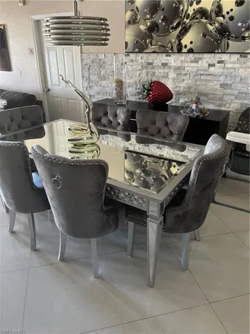 View of tiled dining room