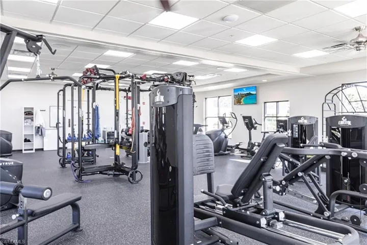 Gym featuring a paneled ceiling