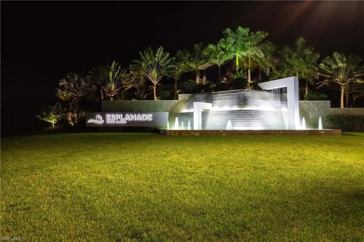 View of yard at night