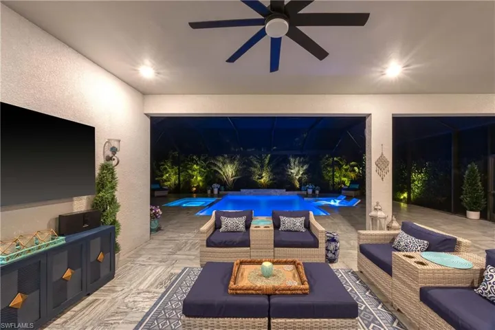 View of patio / terrace featuring outdoor lounge area and ceiling fan