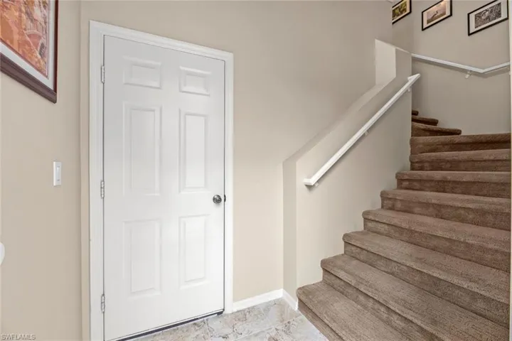 Wide staircase with handrail