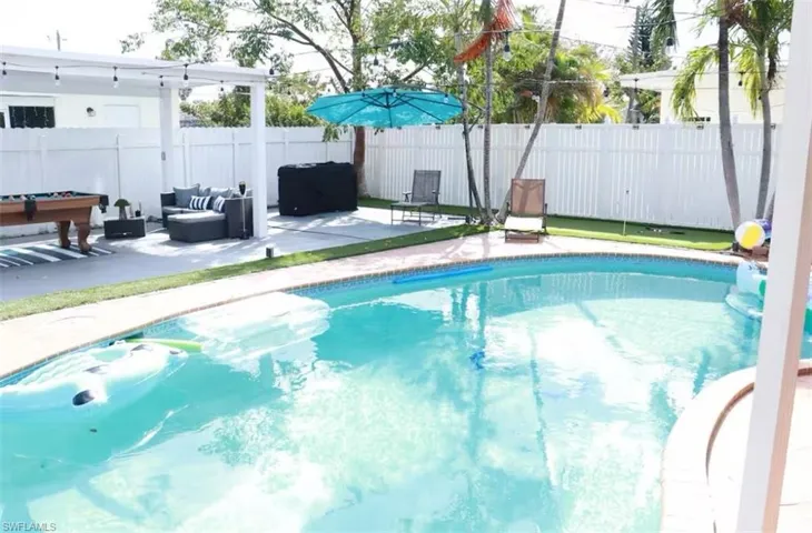View of pool with a patio, a fenced backyard, and an outdoor living space