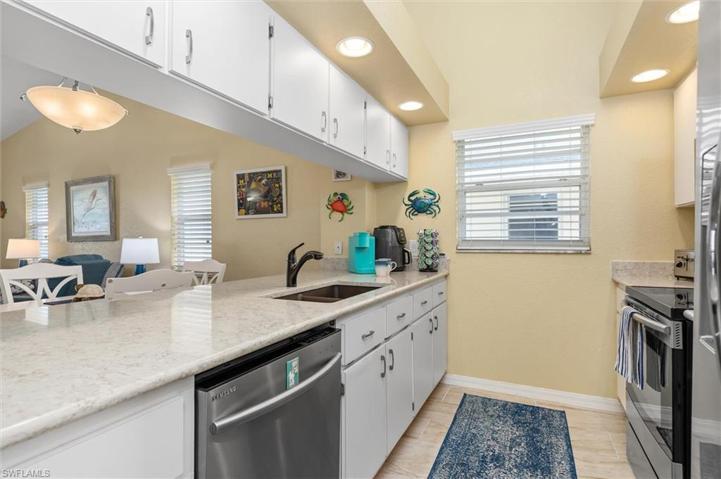 Kitchen has stainless appliances