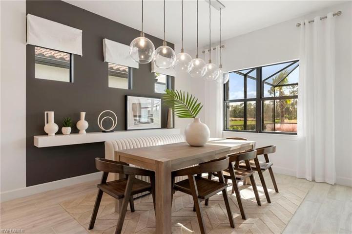 Dining area shown furnished
