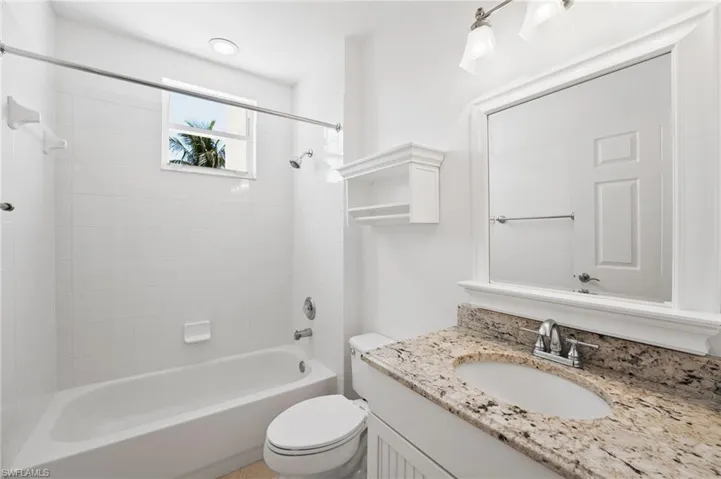 2nd full bath offers a shower/tub combination. Natural light. Granite countertop.