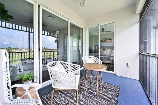 Balcony with a ceiling fan