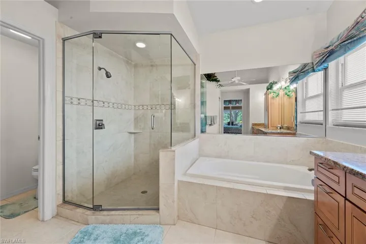 Remodeled master bath with separate shower and soaking tub