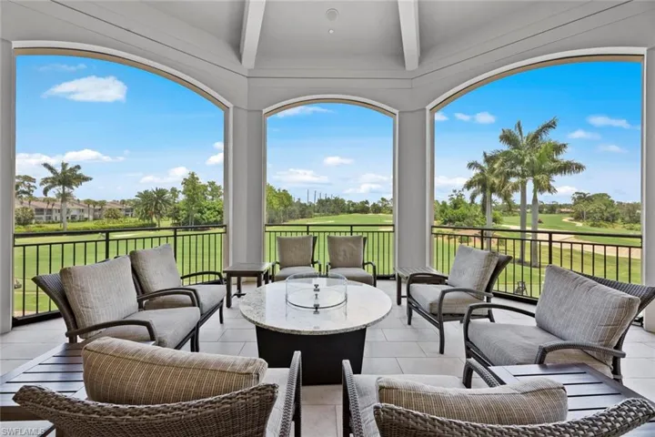 Outdoor seating at the club overlooking golf course