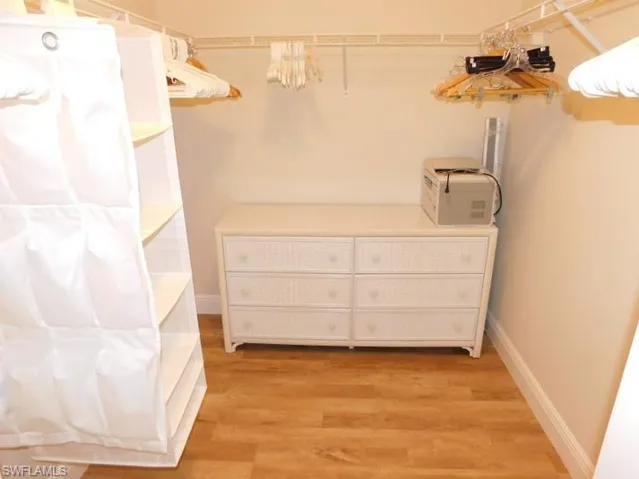 Spacious closet with light wood-style flooring