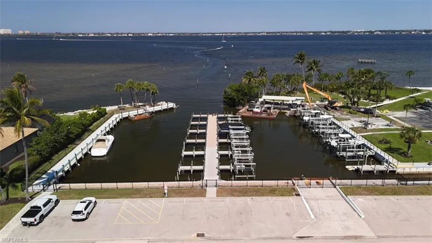 Marina for boats with dry dock to the right