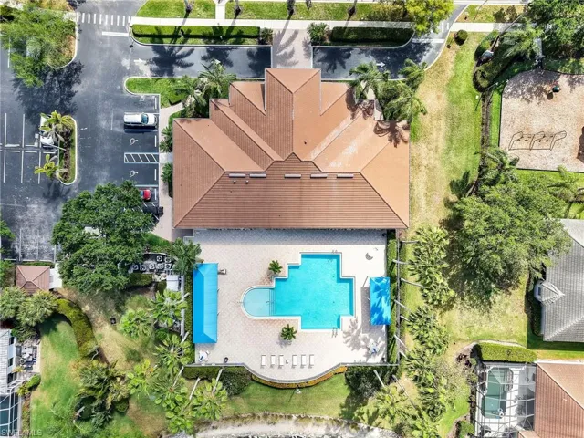 Aerial view of a pool