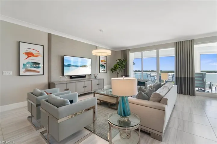 Tranquil and elegantly understated design choices create an appealing coastal ambiance.