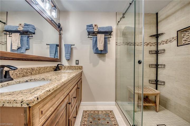 Master bathroom was very tastefully redone and is beautiful and a spa like retreat.  Dual sinks, upgraded fixtures and a large walk in shower with sliding glass shower door.