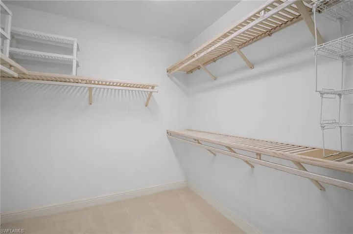 Walk in closet with light carpet