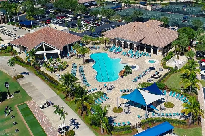 Aerial view of the Resort style lap pool and amenities.