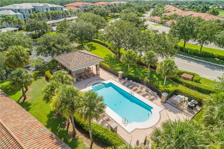 Aerial view of a pool area