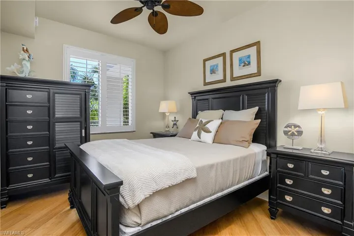 Second Bedroom featuring light Bamboo wood flooring and ceiling fan