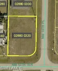 Aerial overview of property's location with property boundaries highlighted