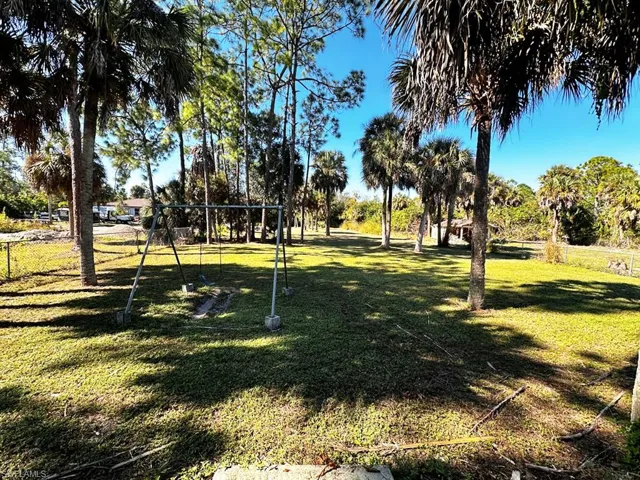 Expansive cleared backyard.