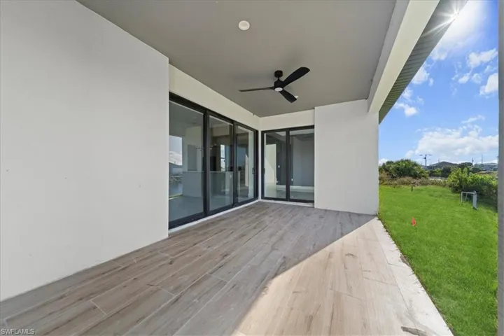 View of patio / terrace with a ceiling fan