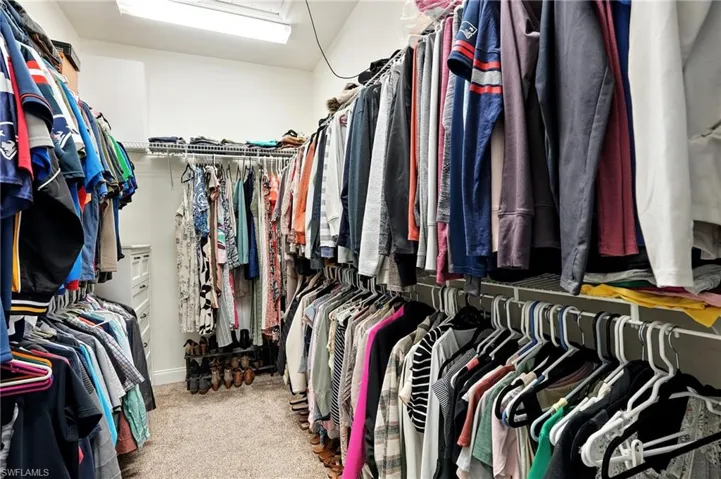 Spacious closet with light colored carpet
