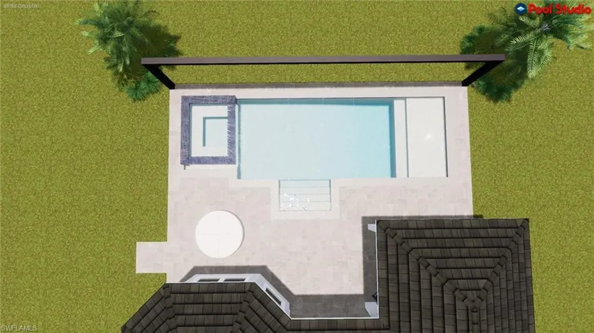 Rendering of custom pool / spa (screen  not pictured)
