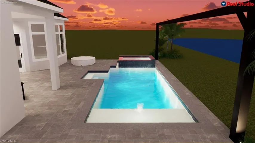 Rendering of custom pool / spa (screen  not pictured)