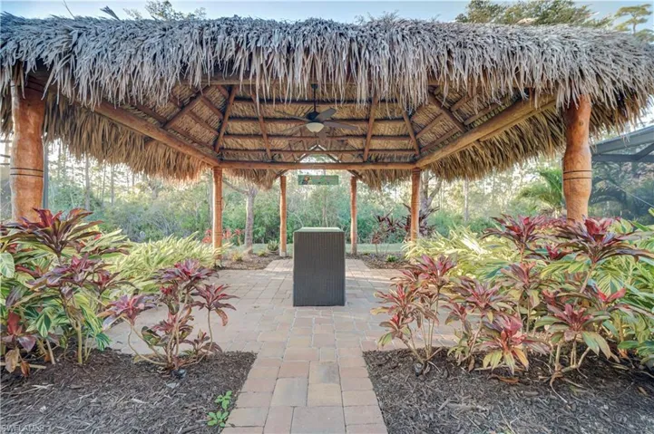 View of patio / terrace featuring a gazebo and ceiling fan