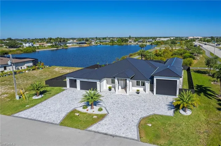 Aerial view of a nearby body of water