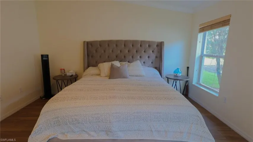 Master Bedroom with baseboards, multiple windows, and dark wood finished floors