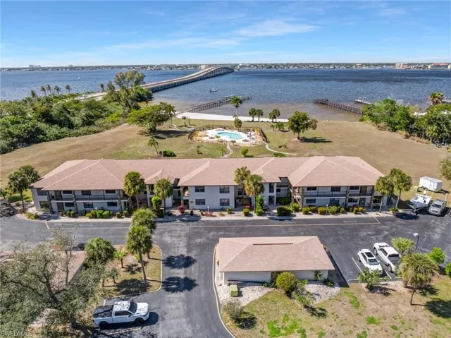 A second-floor condo offering scenic views of the river and the Cape Coral Bridge.