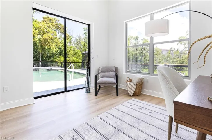 First floor office or bedroom with convenient access to your outdoor living area.