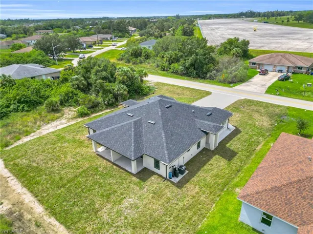 Aerial perspective of suburban area