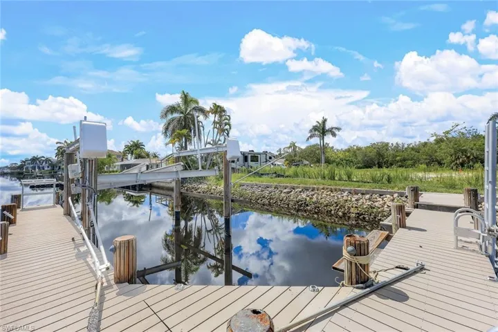 Dock area featuring a water view
