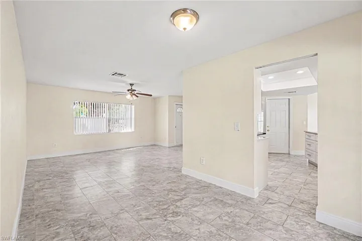 Living room/Dining room. New tile floors!