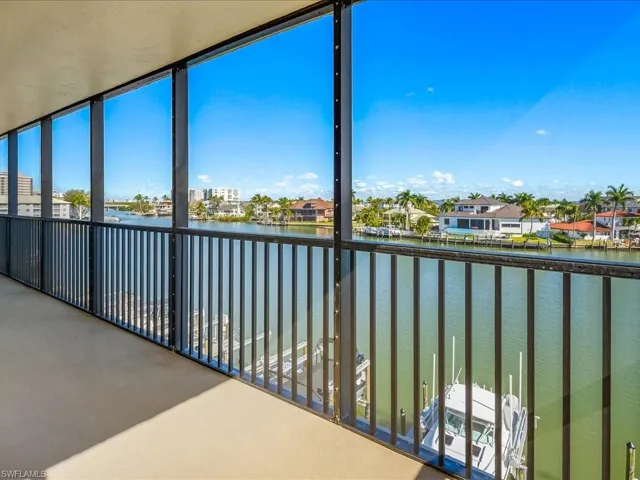 East screened balcony with bay views