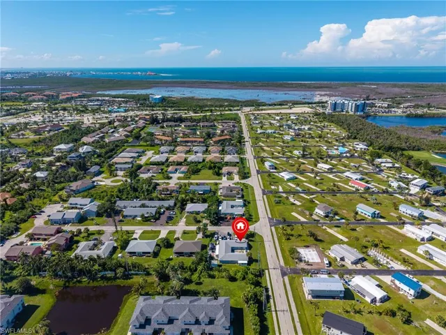 Drone / aerial view of a large body of water