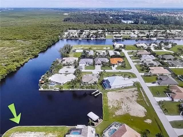 Bird's eye view of property, looking North.