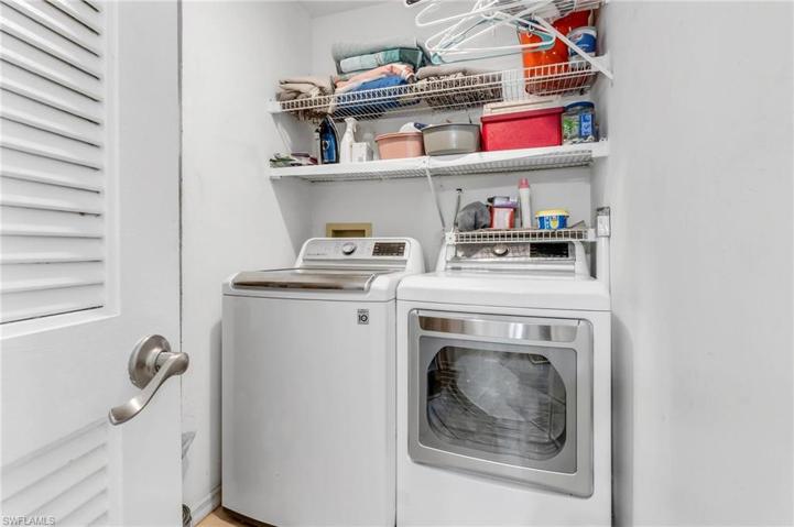 Laundry features addtional storage.