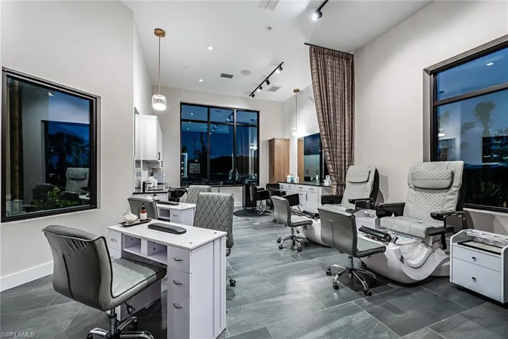 Office space with track lighting