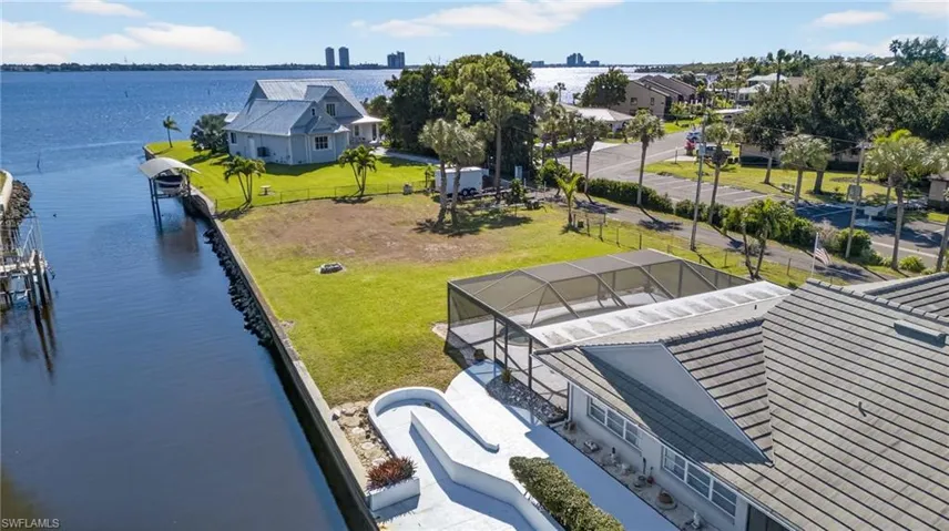 Drone / aerial view of a nearby body of water