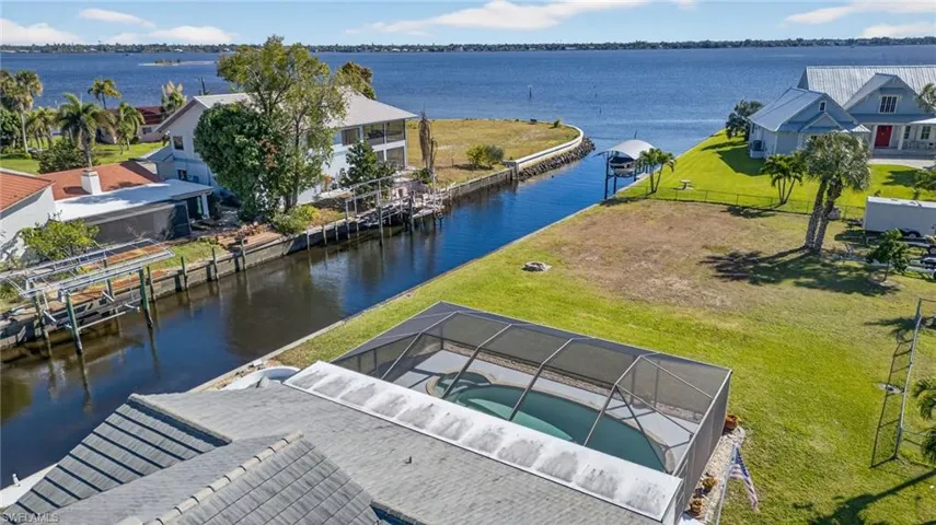 Drone / aerial view of a nearby body of water