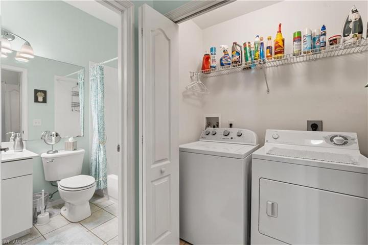2nd full bath with shower/tub combination. Full size washer + dryer.