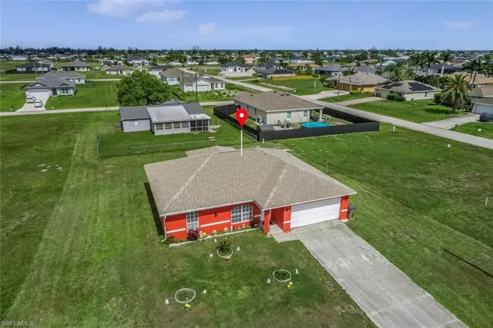 Aerial perspective of suburban area
