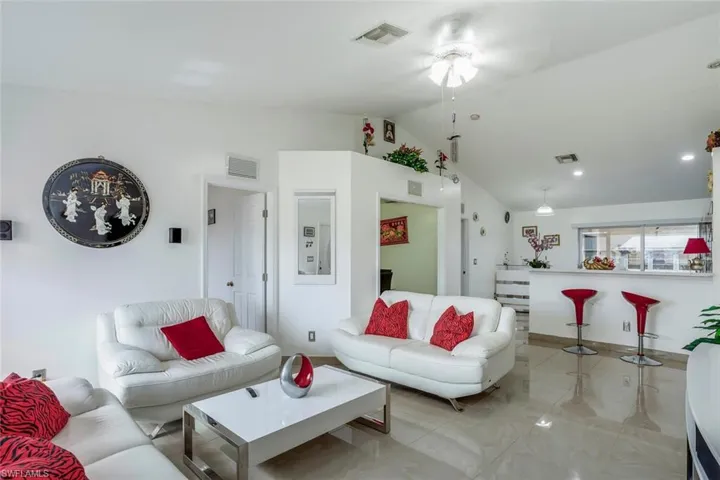Living area with lofted ceiling