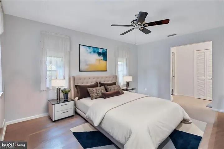 Virtually Staged Bedroom with hardwood