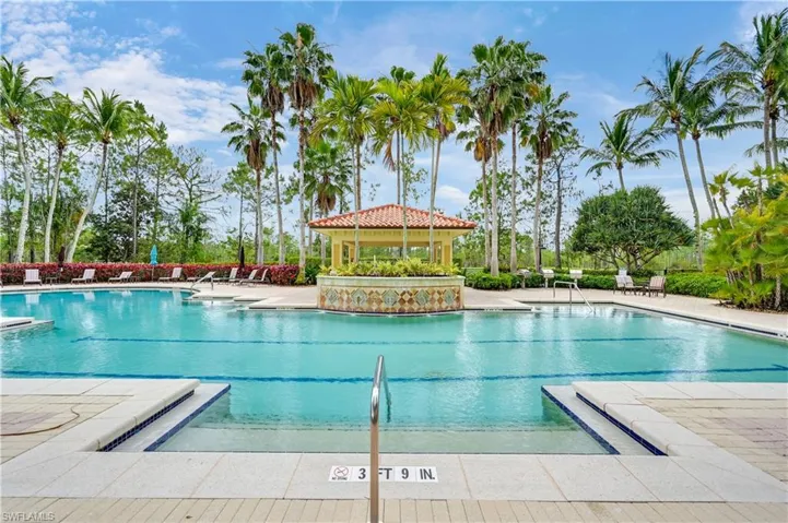 Large lap pool with golf course views