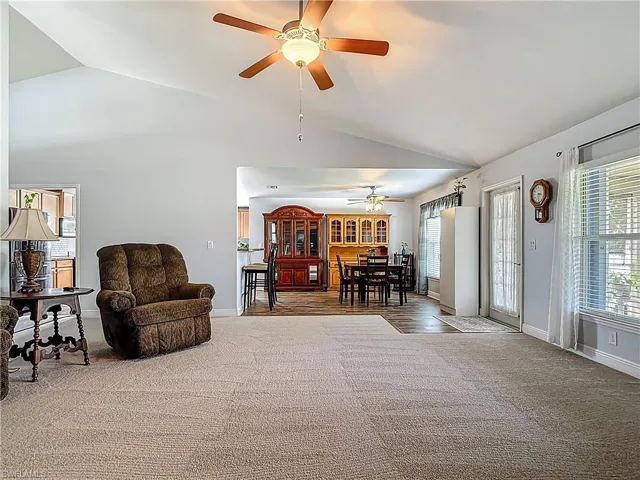 Living room looking towards dining area and kitchen