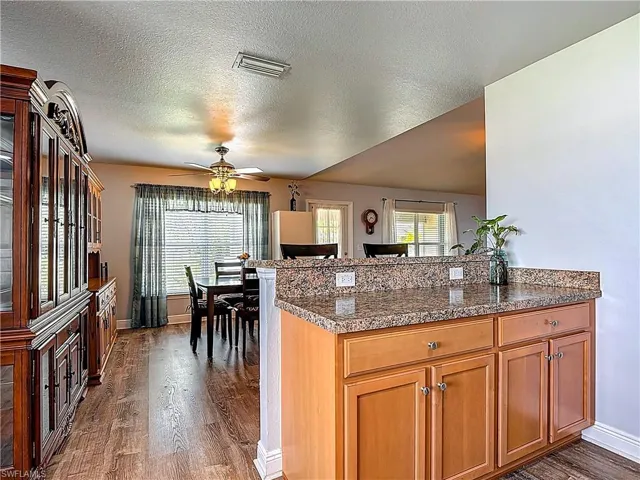 View of dining area from kitchen
